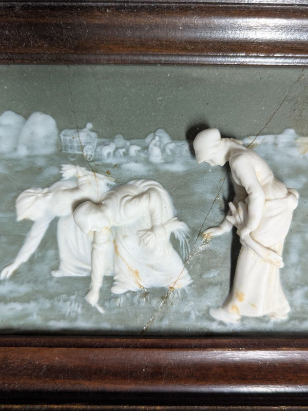 Antique Framed Bas-Relief Plaque with Classical Figures