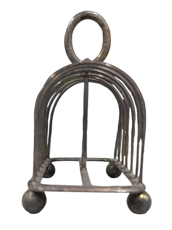 Antique Silverplate Toast Rack with Handle
