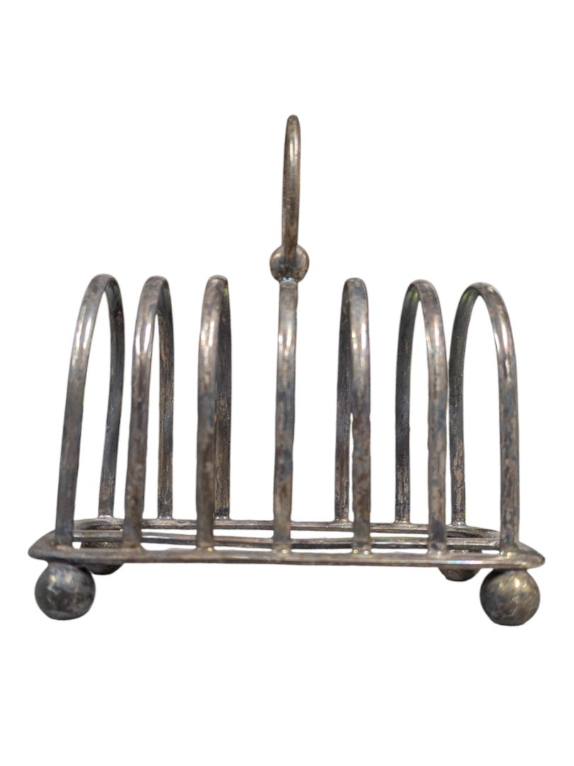 Antique Silverplate Toast Rack with Handle