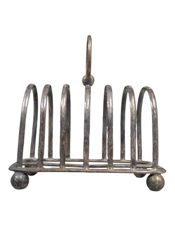 Antique Silverplate Toast Rack with Handle