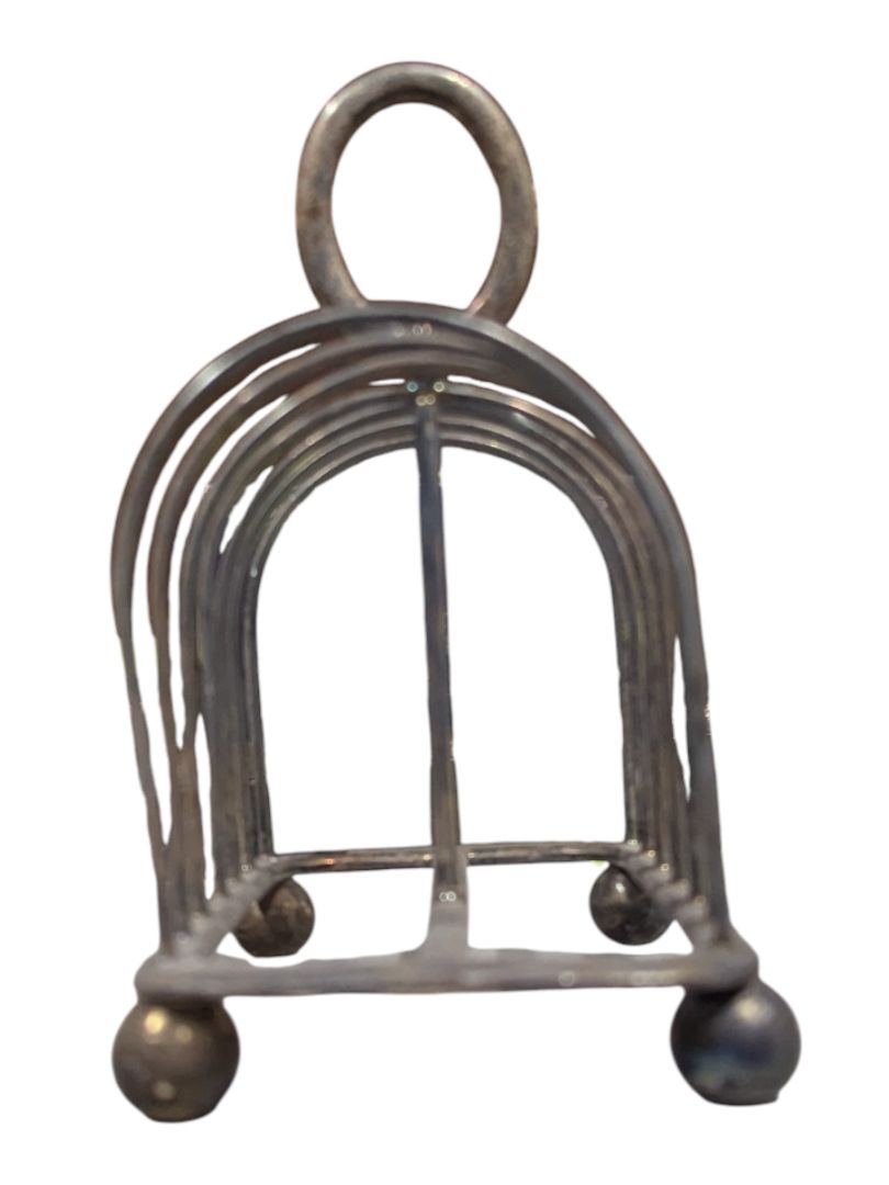 Antique Silverplate Toast Rack with Handle