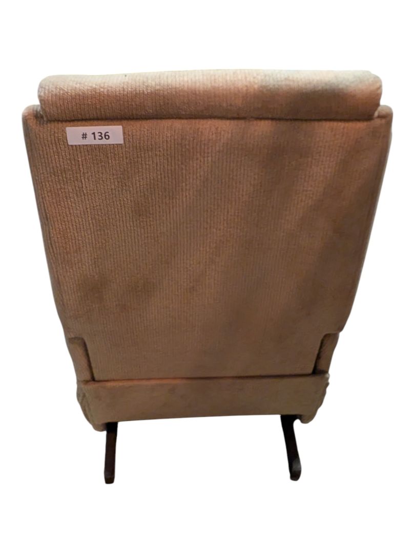Vintage Upholstered Recliner Armchair with Wood Arms