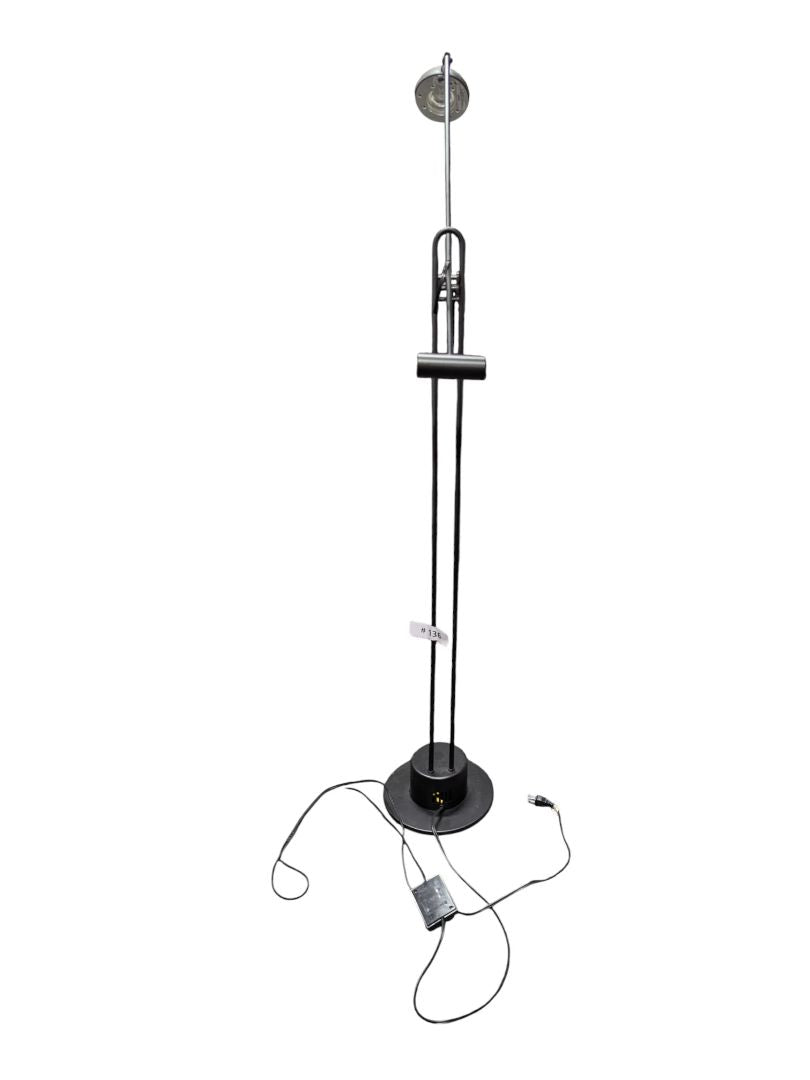 Adjustable Black Metal Task Floor Lamp with Weighted Base