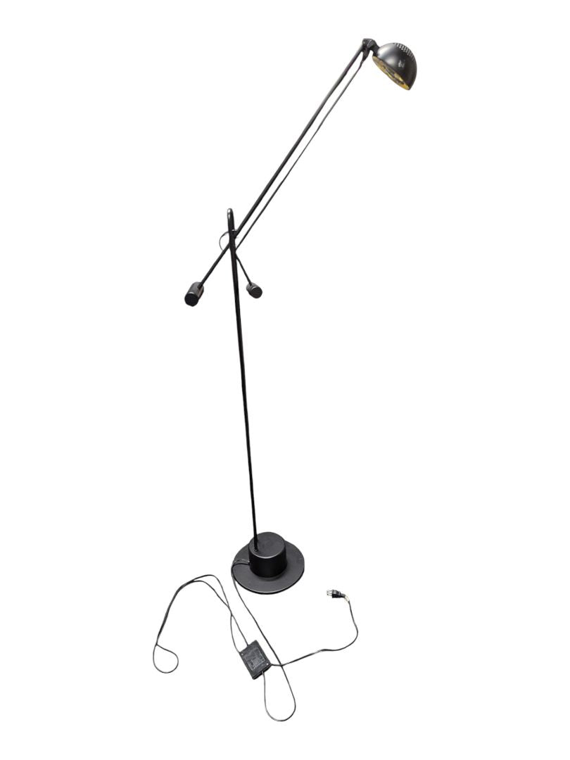 Adjustable Black Metal Task Floor Lamp with Weighted Base