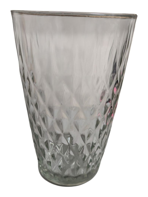 Vintage Pressed Glass Vase with Diamond Pattern