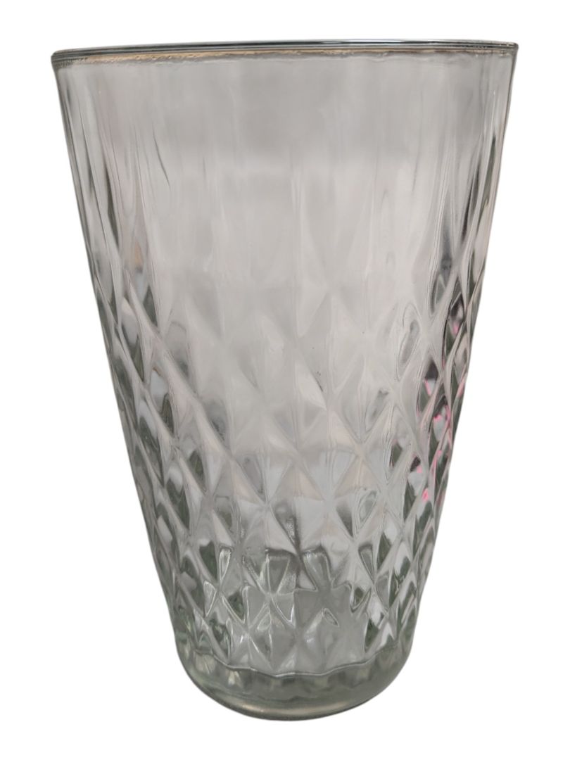 Vintage Pressed Glass Vase with Diamond Pattern