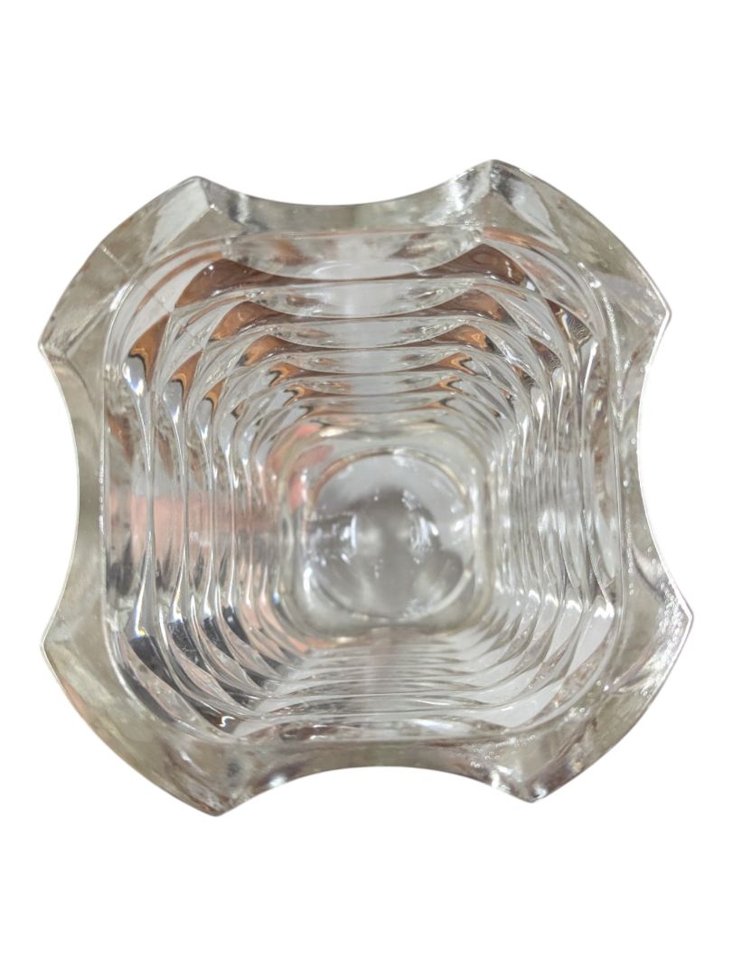 Faceted Clear Glass Vase with Sculptural Geometric Form