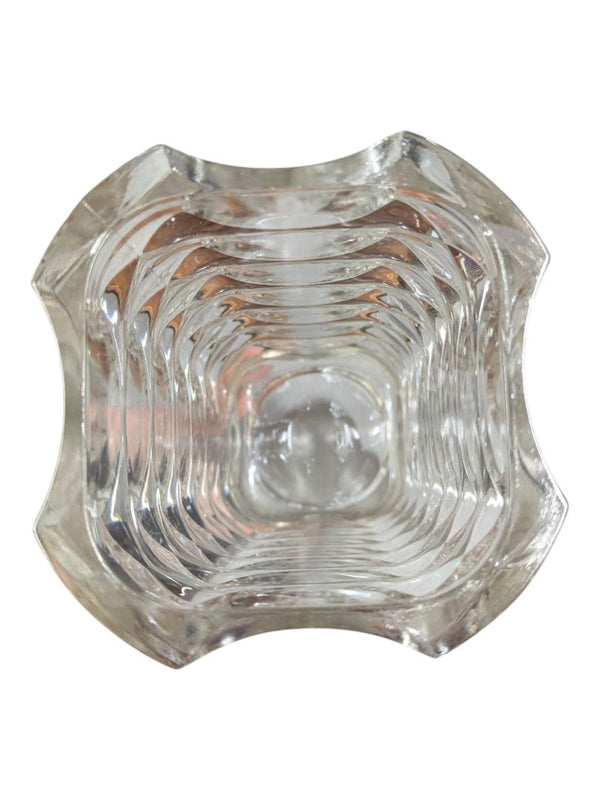 Faceted Clear Glass Vase with Sculptural Geometric Form
