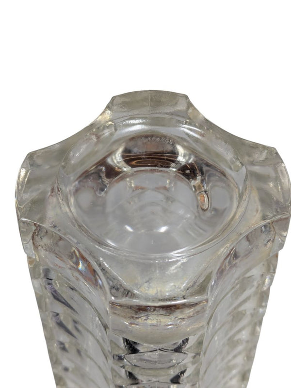 Faceted Clear Glass Vase with Sculptural Geometric Form