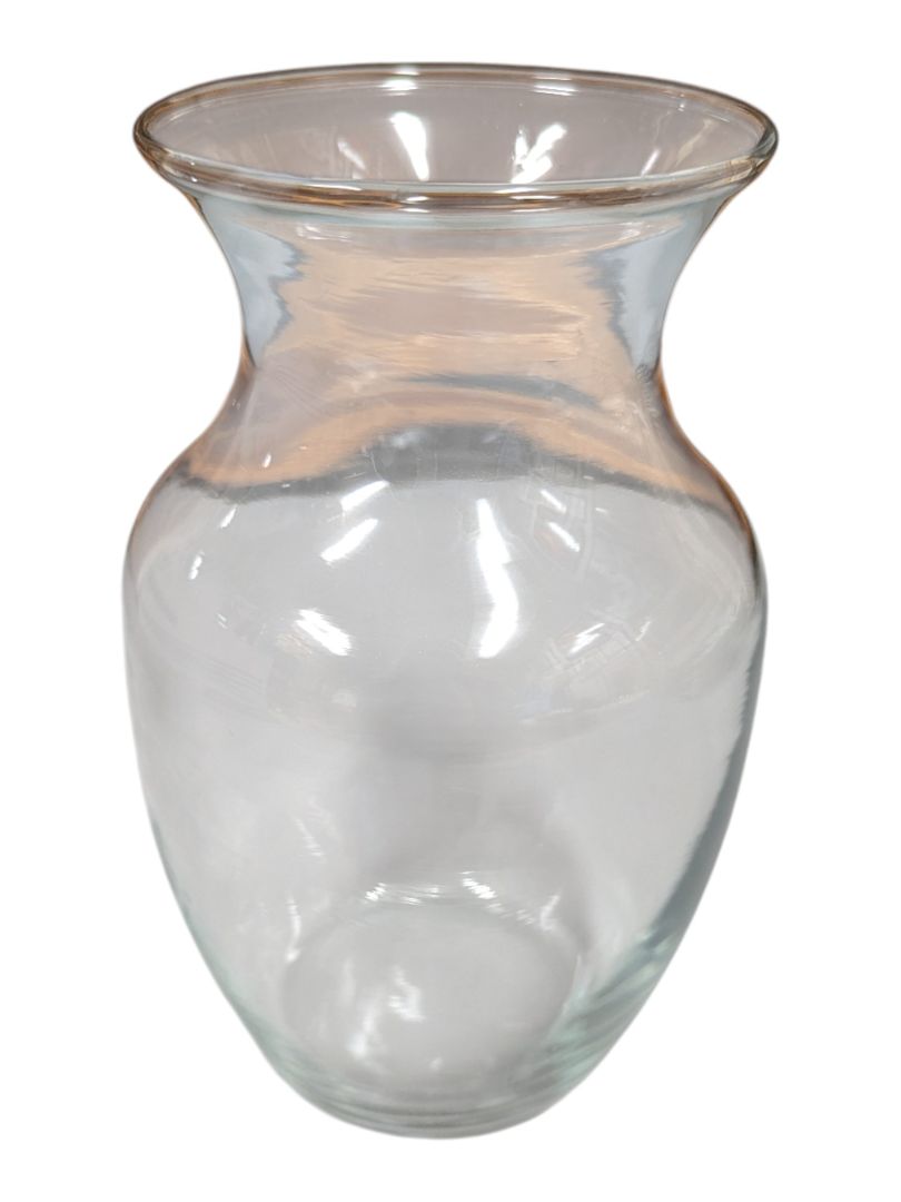 Set of Two Clear Glass Bulbous Vases