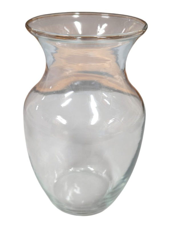 Set of Two Clear Glass Bulbous Vases