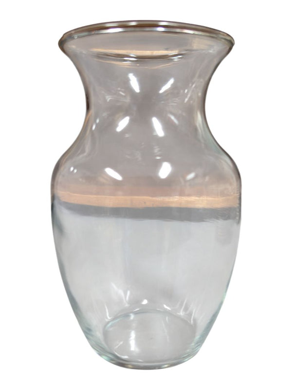 Set of Two Clear Glass Bulbous Vases