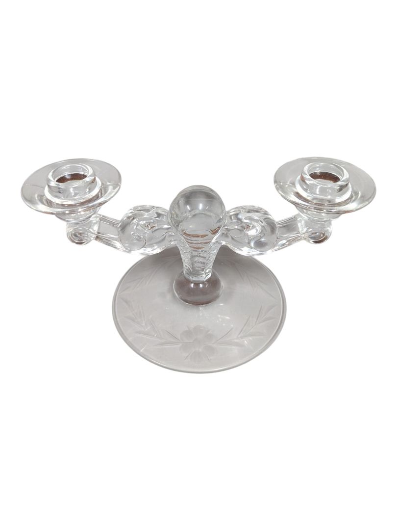 Vintage Frosted Glass Two-Light Candlesticks