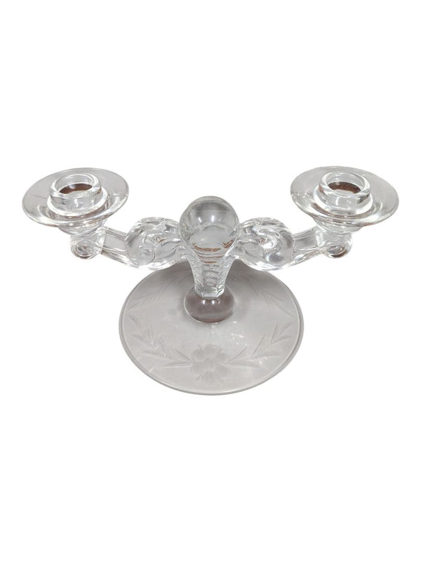 Vintage Frosted Glass Two-Light Candlesticks