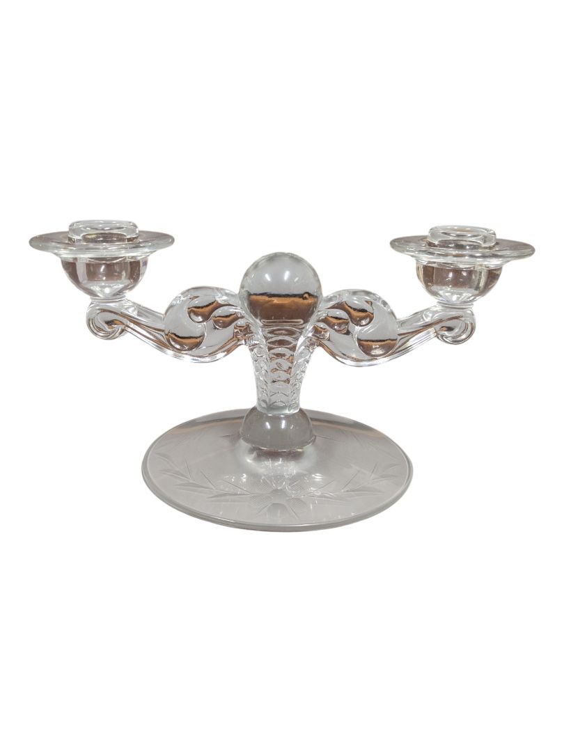 Vintage Frosted Glass Two-Light Candlesticks
