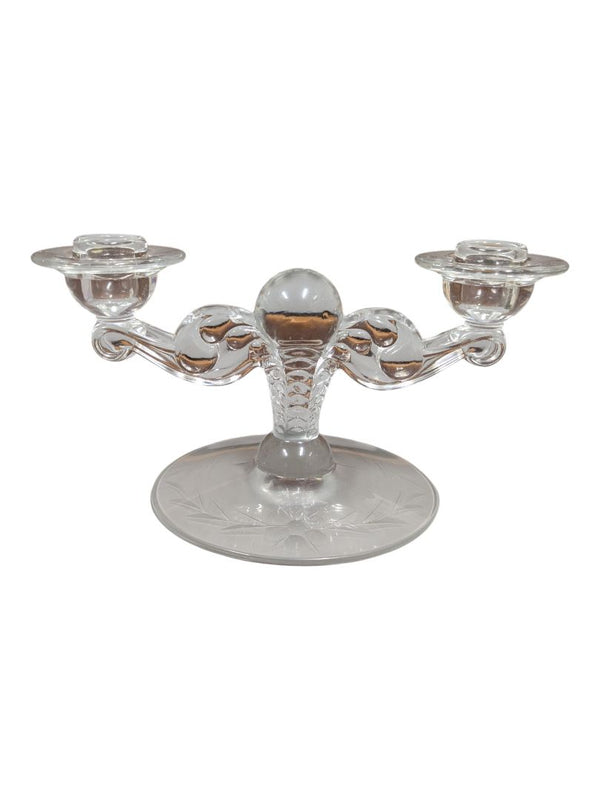 Vintage Frosted Glass Two-Light Candlesticks
