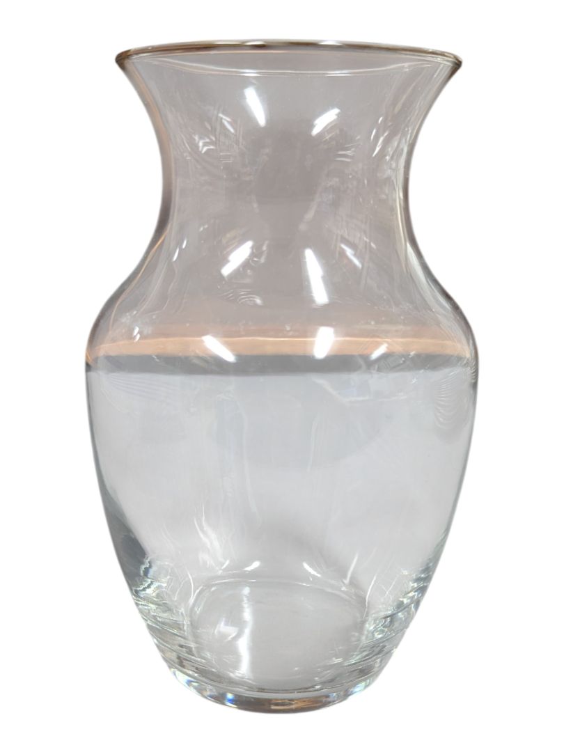 Set of Two Clear Glass Bulbous Vases