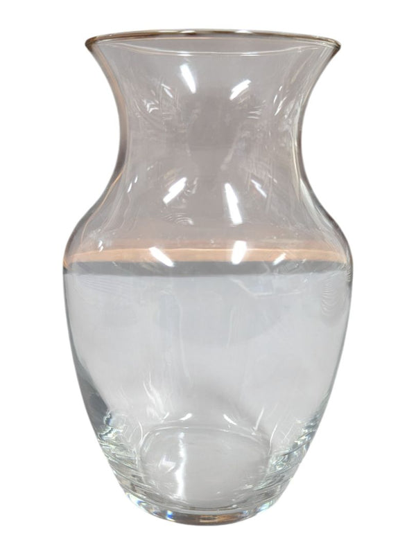 Set of Two Clear Glass Bulbous Vases
