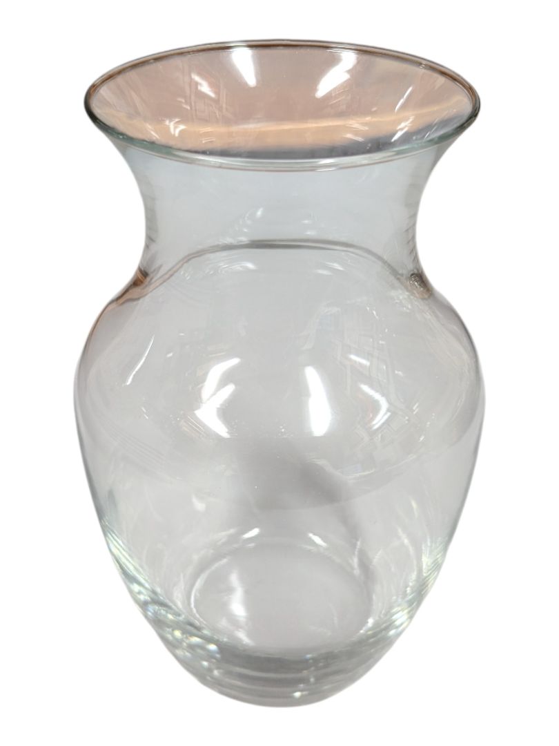 Set of Two Clear Glass Bulbous Vases