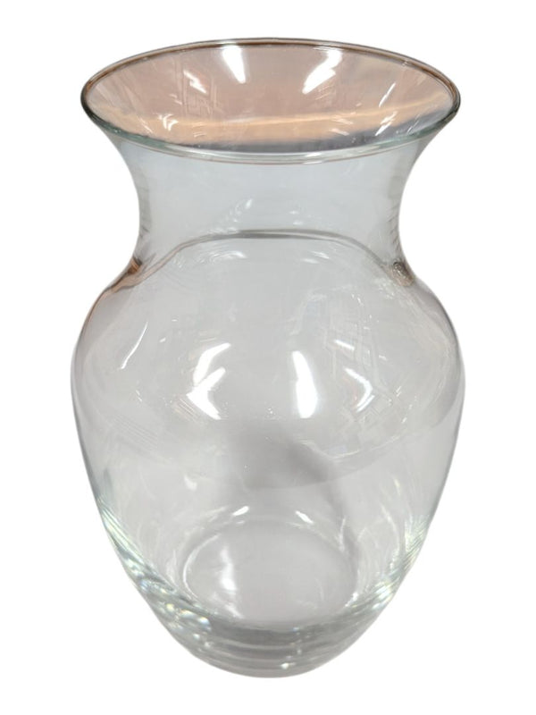 Set of Two Clear Glass Bulbous Vases