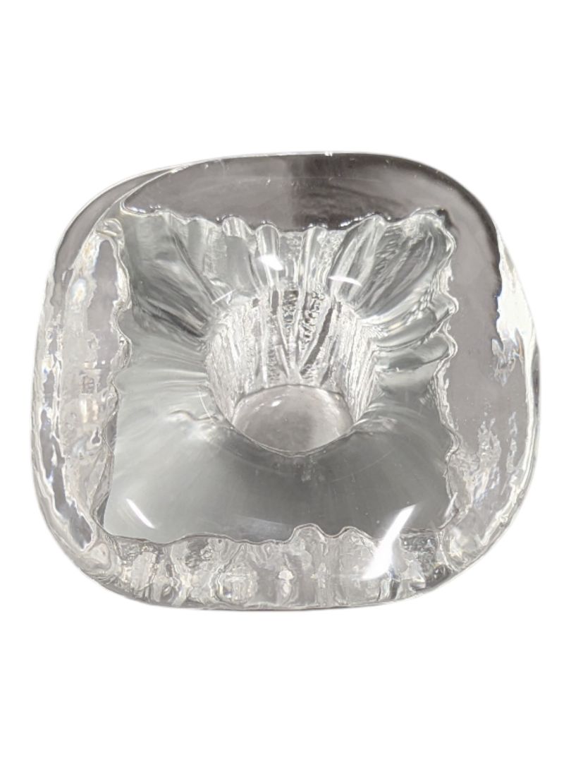 Pair of Textured Clear Glass Candle Holders