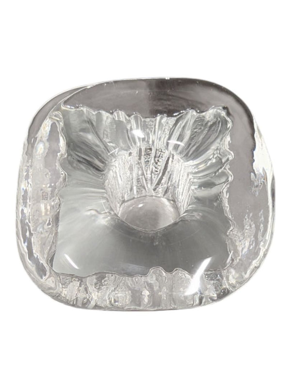 Pair of Textured Clear Glass Candle Holders