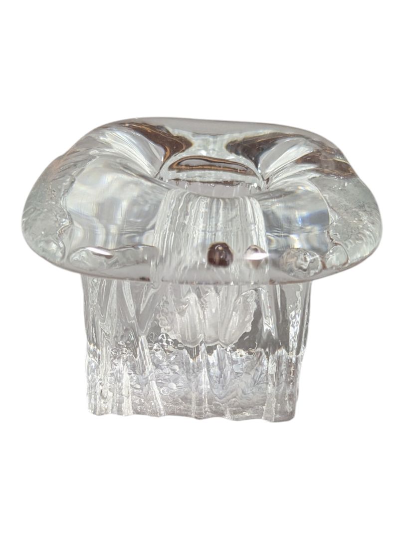 Pair of Textured Clear Glass Candle Holders