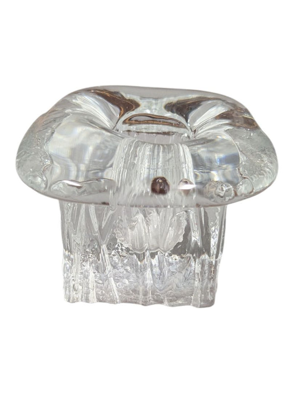 Pair of Textured Clear Glass Candle Holders
