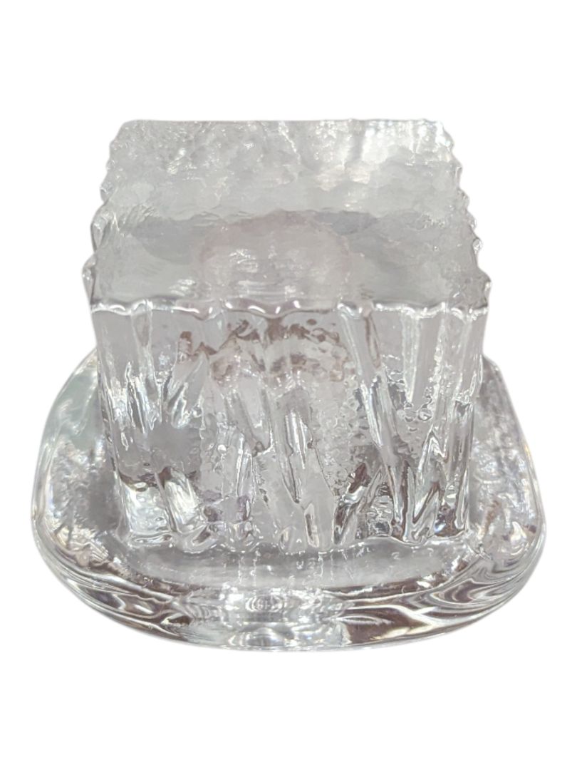 Pair of Textured Clear Glass Candle Holders