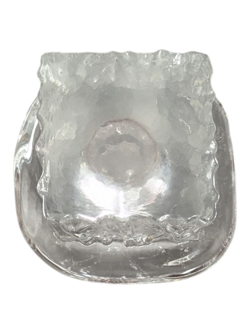 Pair of Textured Clear Glass Candle Holders