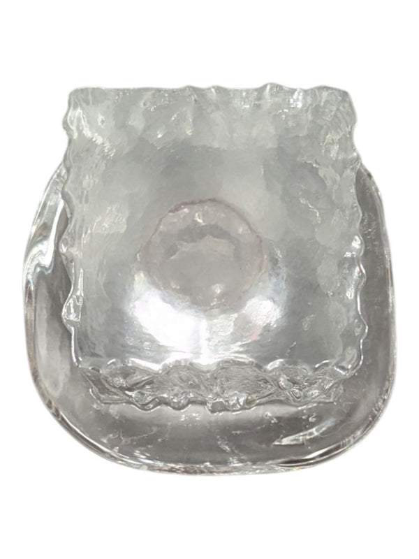 Pair of Textured Clear Glass Candle Holders