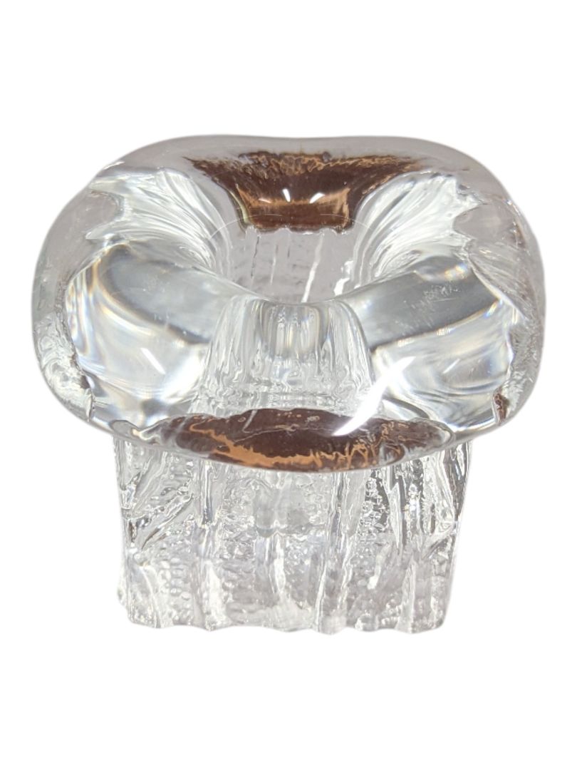 Pair of Textured Clear Glass Candle Holders