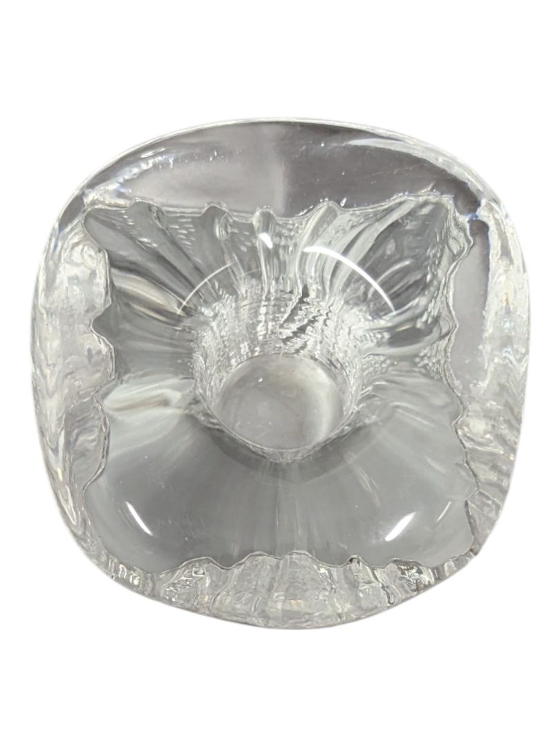 Pair of Textured Clear Glass Candle Holders
