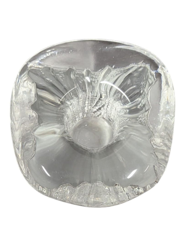 Pair of Textured Clear Glass Candle Holders