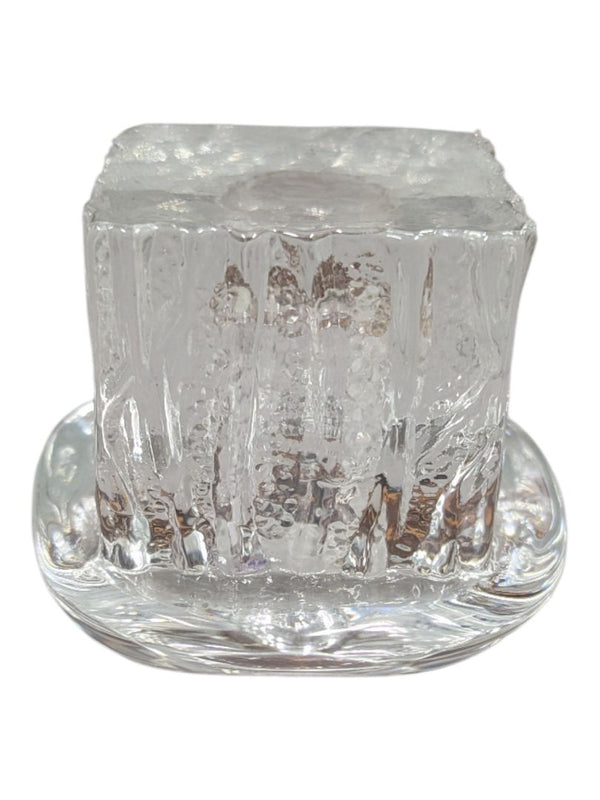 Pair of Textured Clear Glass Candle Holders