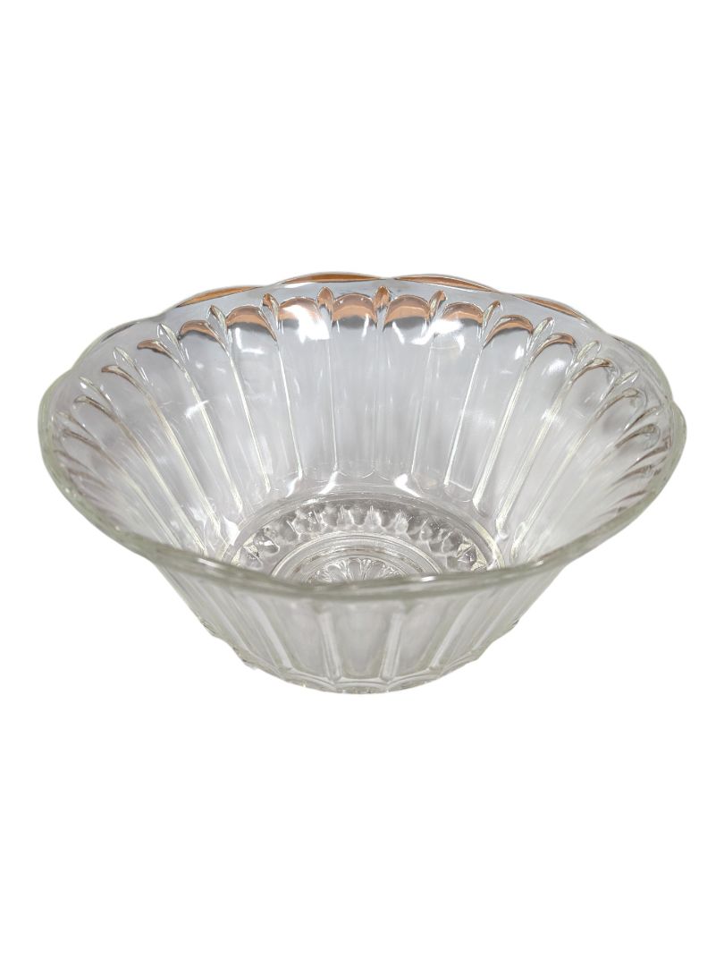 Pressed Glass Serving Bowl with Fluted Rim