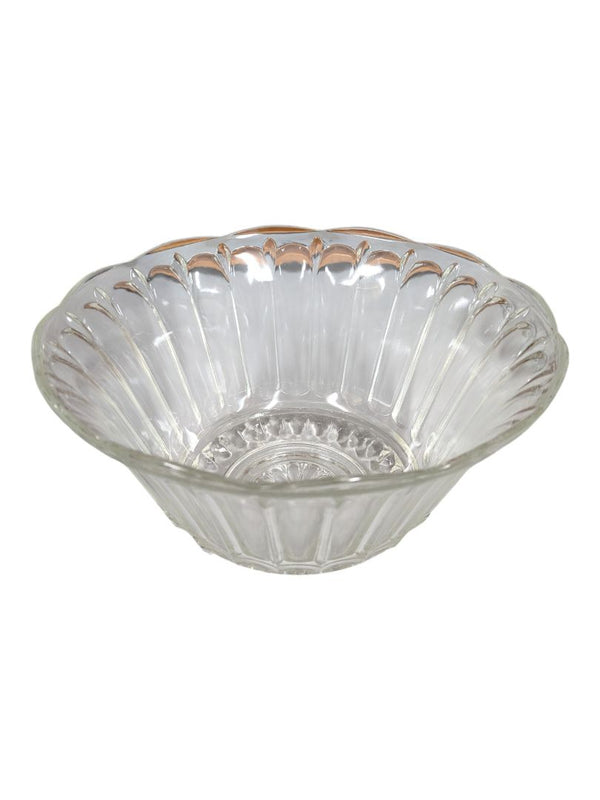 Pressed Glass Serving Bowl with Fluted Rim