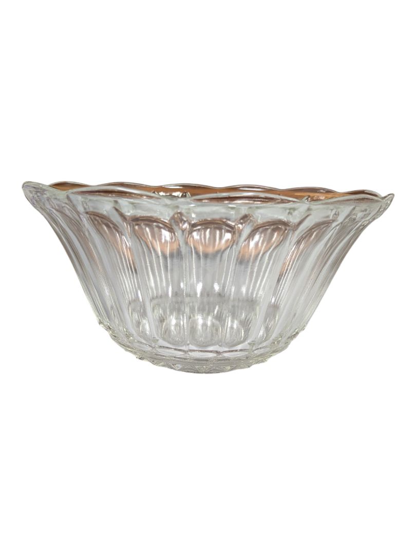 Pressed Glass Serving Bowl with Fluted Rim