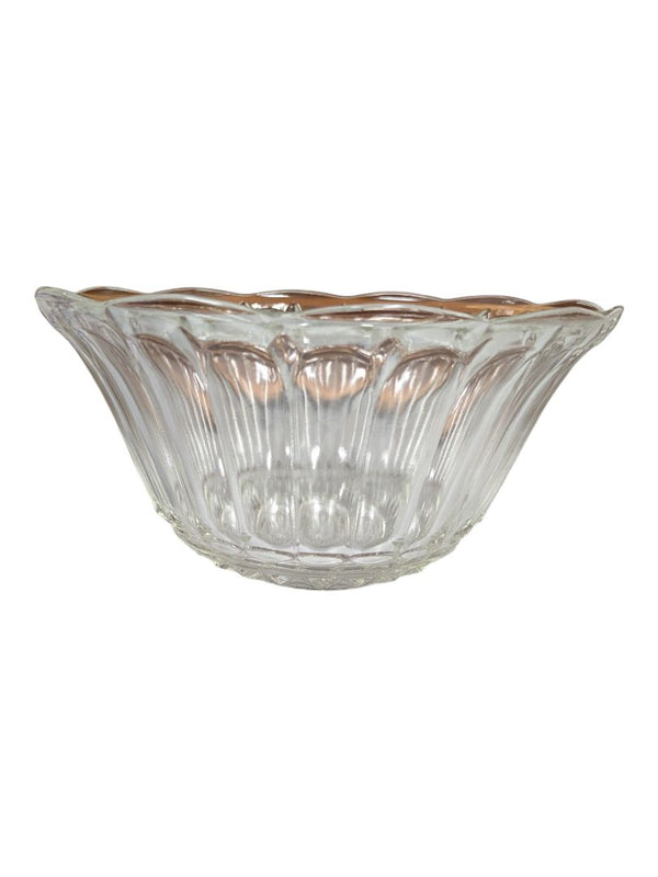 Pressed Glass Serving Bowl with Fluted Rim
