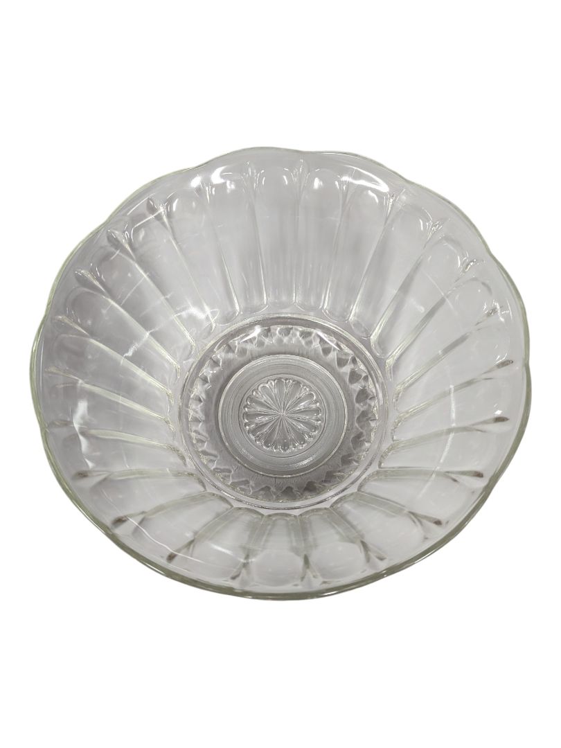 Pressed Glass Serving Bowl with Fluted Rim