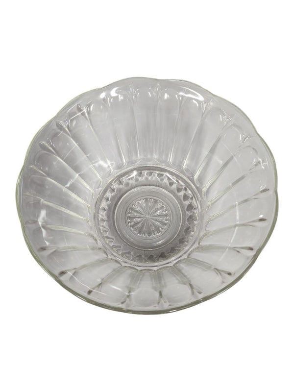 Pressed Glass Serving Bowl with Fluted Rim