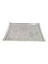 Decorative Clear Art Glass Rectangular Tray with Floral Motif