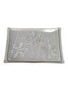 Decorative Clear Art Glass Rectangular Tray with Floral Motif