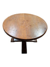 Vintage Solid Wood Round Pedestal Dining Table with Extension Leaf