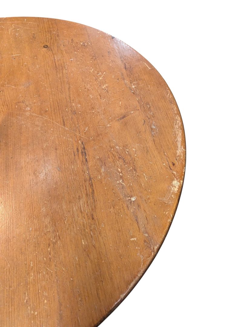 Vintage Solid Wood Round Pedestal Dining Table with Extension Leaf