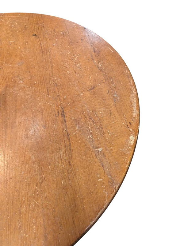 Vintage Solid Wood Round Pedestal Dining Table with Extension Leaf