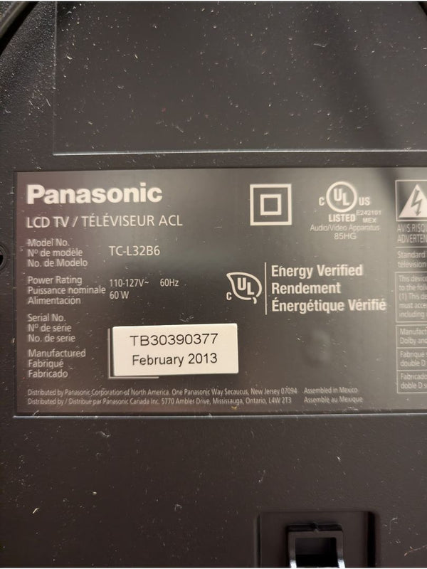 Panasonic 32″ LCD Television with Remote (Model TC-L32B6)