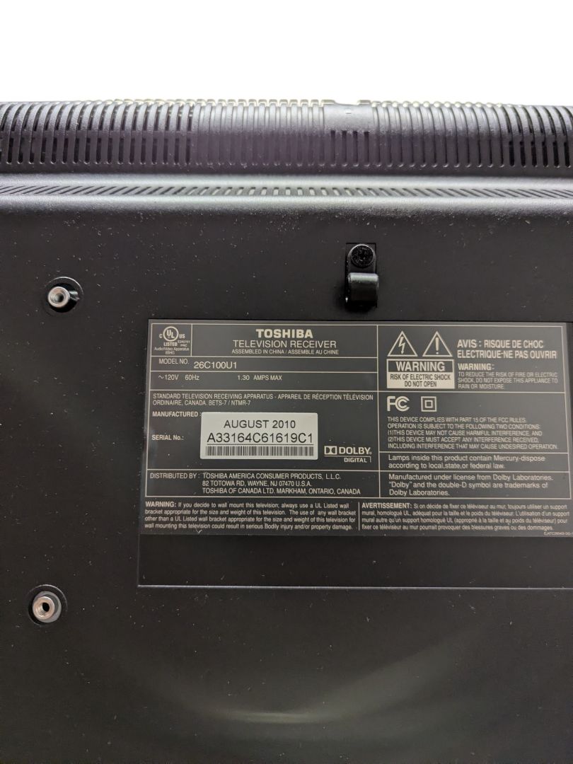 Toshiba 26″ LCD Television with Remote – Model 26C100U1