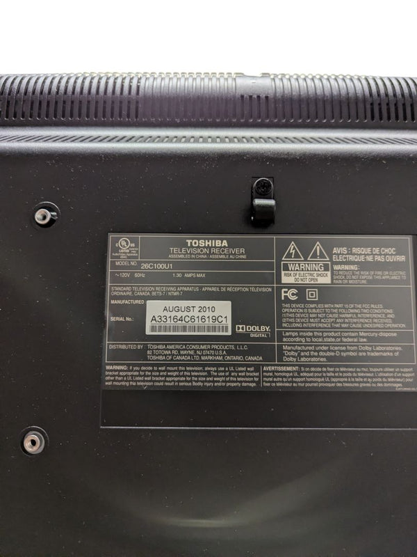 Toshiba 26″ LCD Television with Remote – Model 26C100U1