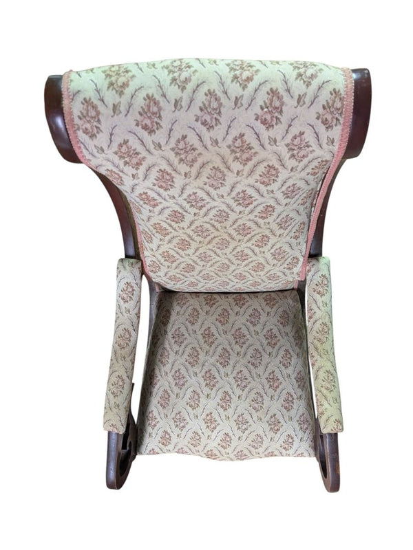 Antique Upholstered Victorian Wooden Rocking Chair